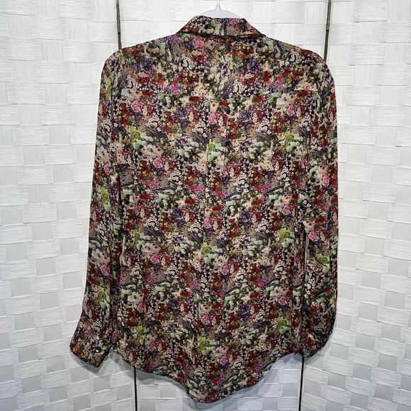 Equipment Femme Floral Silk Button Down Blouse Long Sleeve Shirt Womens Small - Picture 4 of 6